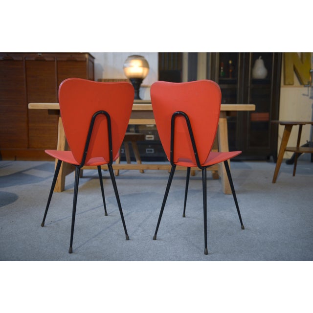 Black Set of Red Skai Chairs, 1960s For Sale - Image 8 of 18
