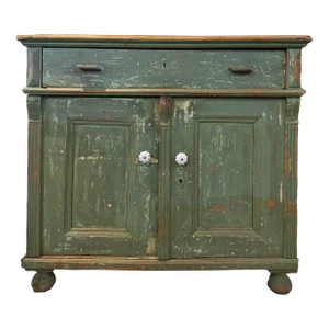 Green Painted Country Pine Cupboard.