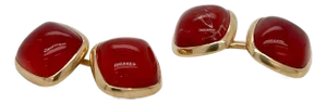 Pair of Antique Art Deco Signed Larter & Sons Carnelian Cabochon Cufflinks