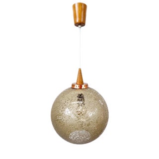 Large Vintage Smoked Glass Spherical Pendant Lamp by Doria Leuchten, 1960s For Sale