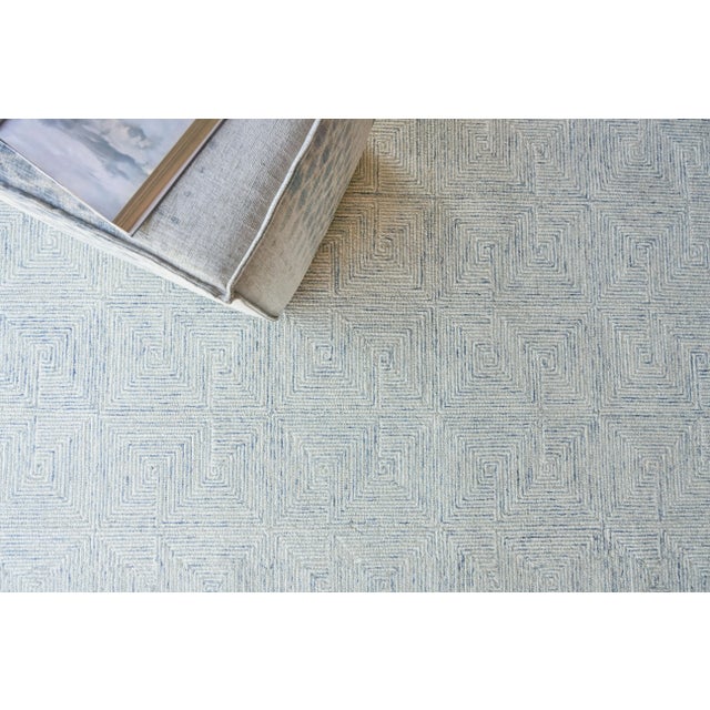 Exquisite Rugs Labyrinth Tufted New Zealand Wool & Cotton Light Blue/Ivory Rug-10'X14' For Sale In Los Angeles - Image 6 of 7