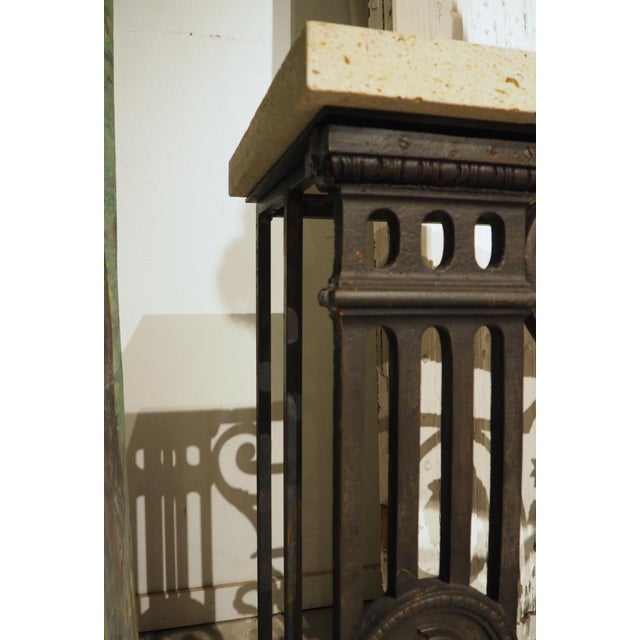 Antique Cast Iron Parisian Balcony Gate Console With Shellstone Top, Circa 1900 For Sale - Image 9 of 17