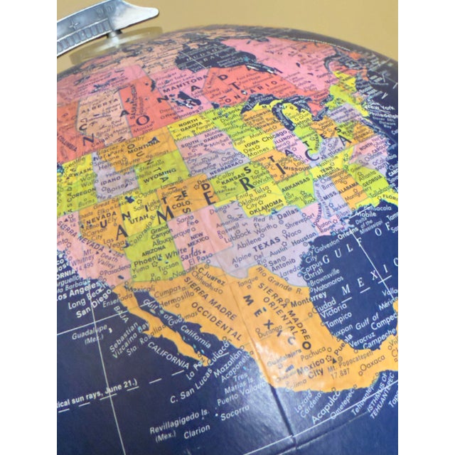 1980s Art Deco Inspired Globemaster Replogle 12" Blue World Globe For Sale In Cincinnati - Image 6 of 12