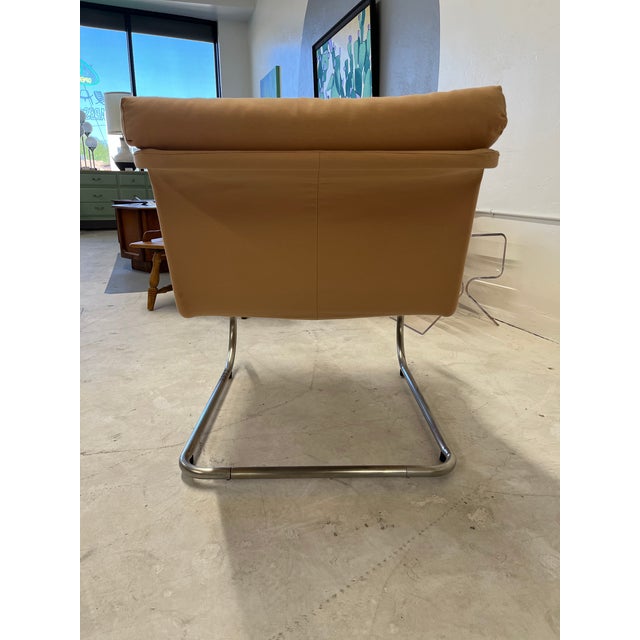Mid-Century Modern 1960s Unmarked Mies Van Der Rohe Knoll Executive Lounge Chair (Reupholstered Fabric) For Sale - Image 3 of 6