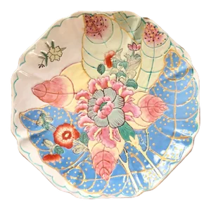 Chinoiserie Tobacco Leaf Porcelain Plate