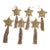 Set of 6 Embroidered Beaded Star Tassel Christmas Ornaments in Gold & Bronze For Sale