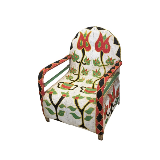 Vintage African Nigerian Small Yoruba Glass Beaded Chair Sized for Kids and Teenagers. For Sale In New York - Image 6 of 8