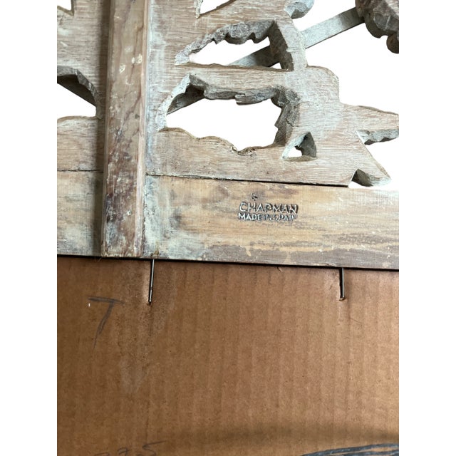 Hand-Carved Cerused Pickeled Wood Eagle Crest Mirror by Chapman, Made in Spain — Circa 1970s For Sale - Image 9 of 11