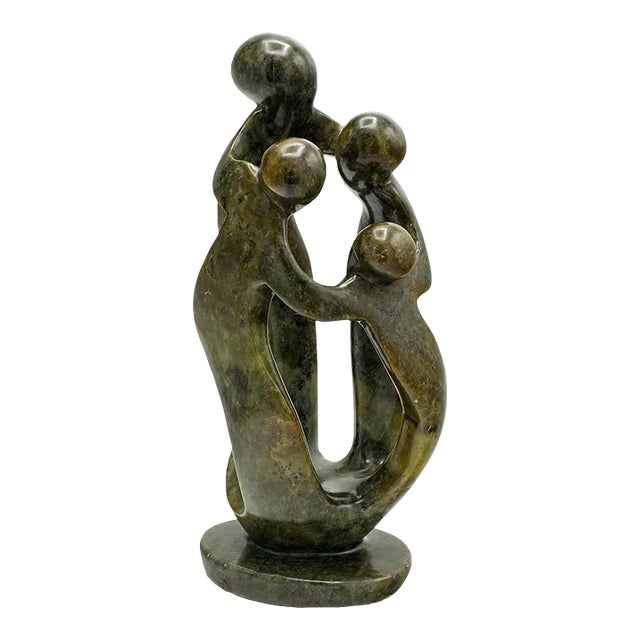1960s Tribal Vintage Abstract Family Statue, Hardstone, Decorative Ornament For Sale