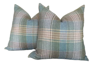 Mulberry for Lee Jofa “Braemar” in Teal Pair of Down Filled Pillows