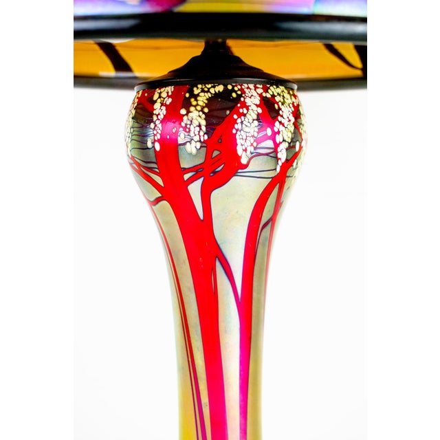 Metal Large Gold "Cherry Blossom" Table Lamp by Carl Radke Signed, Dated For Sale - Image 7 of 12
