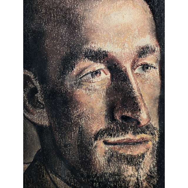 A moody, assured pastel portrait from San Francisco illustrator Clyde Seavey's personal collection. Dark background, warm...