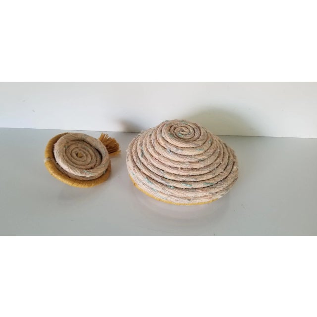 Pink Vintage Hand-Woven Wool Decorative Vase/ Sold For Sale - Image 8 of 10