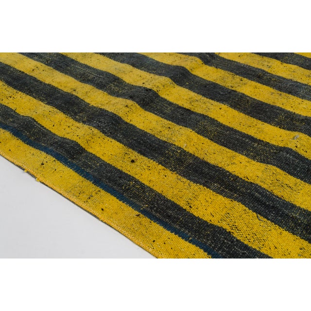 Yellow Vintage Organic Stripe Kilim Rug For Sale - Image 8 of 10