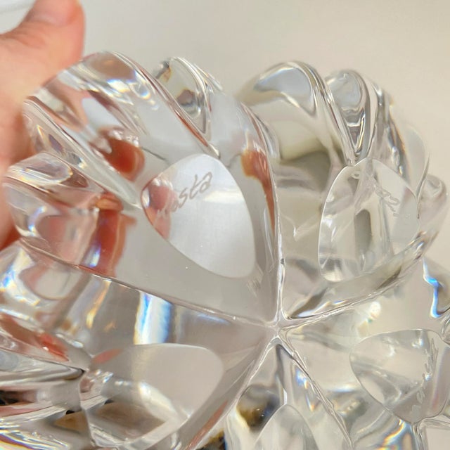 Vintage Kosta Boda Lead Crystal Decorative Bowl Signed For Sale - Image 11 of 13