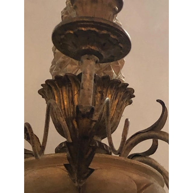 Italian Pineapple Carved Wood and Iron Chandelier For Sale In Philadelphia - Image 6 of 12