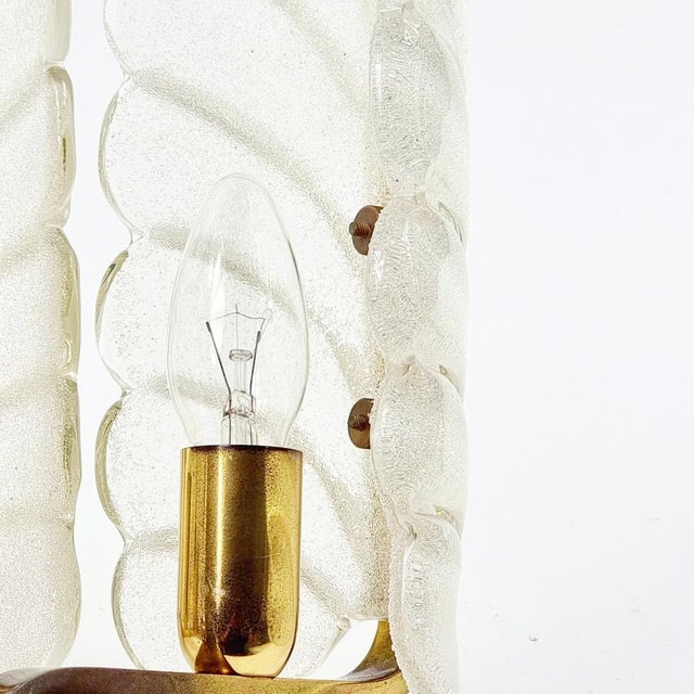 Large Scandinavian Glass & Brass Leaf Wall Light attributed to Carl Fagerlund for Orrefors, 1960s For Sale - Image 9 of 11
