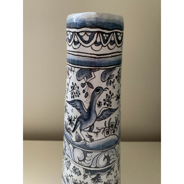 Vintage Portugal Pottery Hand Painted Tall Pitcher For Sale - Image 12 of 13