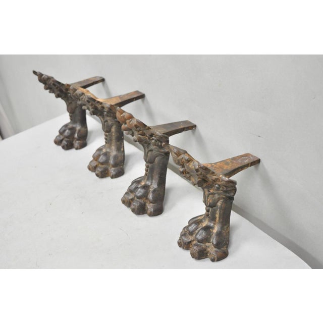 Victorian Style Cast Iron Bathtub Lion Claw Foot Paw Feet Floral Design 4 Pc Set For Sale - Image 4 of 15