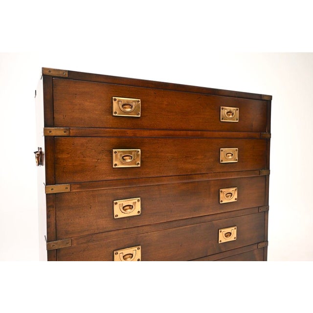 Brown Military Campaign Style Chest of Drawers, 1930s For Sale - Image 8 of 10