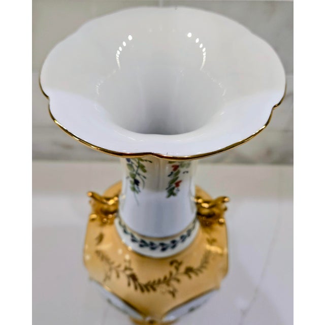 Richard Klemm Dresden Antique Hand-Painted Floral Porcelain Vase With Gold Gilt Handles, Germany For Sale In Dallas - Image 6 of 13
