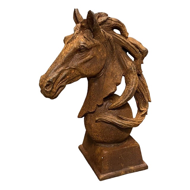 Large Cast Iron Horse Head Statue For Sale