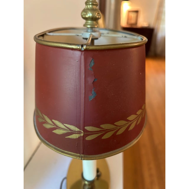 Early 20th Century Small Double Bouillotte Lamp With Red Tole Shade For Sale - Image 9 of 9