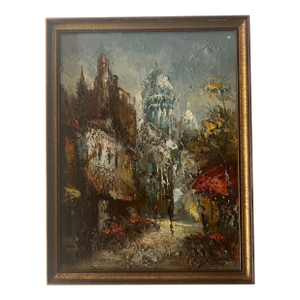 20th Century European School Impressionist Parisiene Street Impasto Oil on Canvas Framed Signed