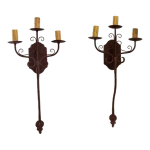 3 Lights Iron Wall Sconces Santa Barbara Hacienda Spanish Style