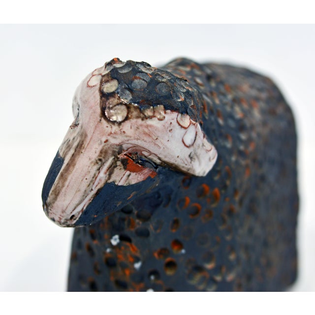 Artistic Group of Three Individual Black Raku Ceramic Sheep | Chairish
