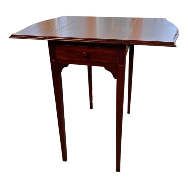 Antique Mahogany Drop Leaf Side Table With Single Drawer– Georgian Style For Sale