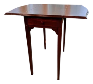Antique Mahogany Drop Leaf Side Table With Single Drawer– Georgian Style