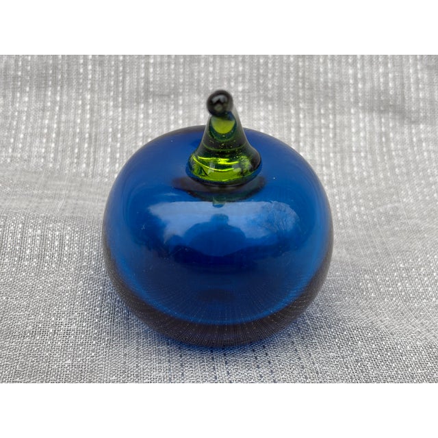 Vintage Blue Glass Tomato Paper Weight For Sale In New York - Image 6 of 11