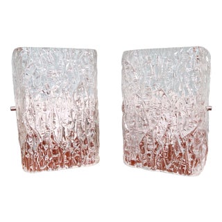 Frosted Glass Wall Lamps by J. T. Kalmar, 1970s, Set of 2 For Sale