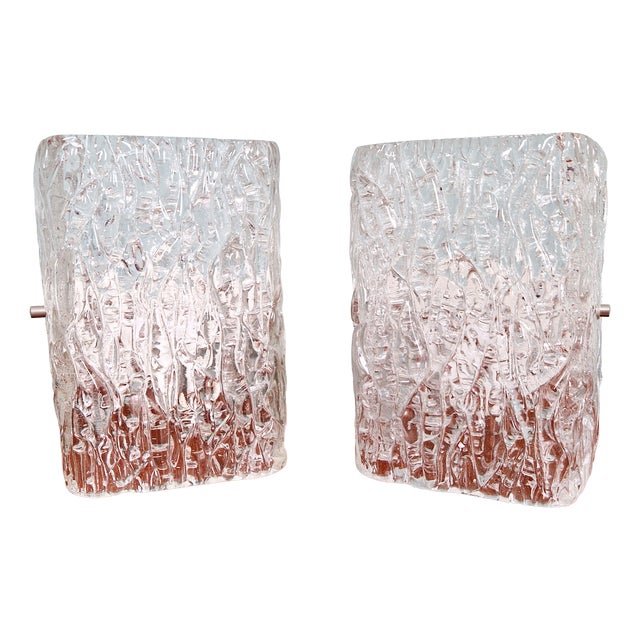 Frosted Glass Wall Lamps by J. T. Kalmar, 1970s, Set of 2 For Sale