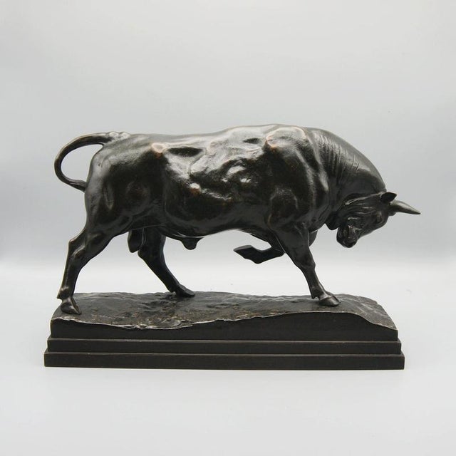 Metal Standing Bull Figurine by Antoine Louis Barye For Sale - Image 7 of 14