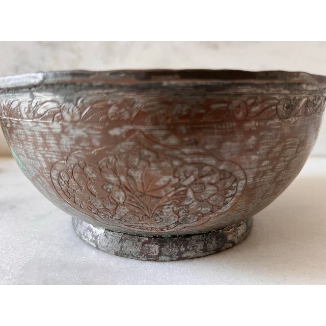 Vintage Carved Copper Bowl For Sale In Austin - Image 6 of 10