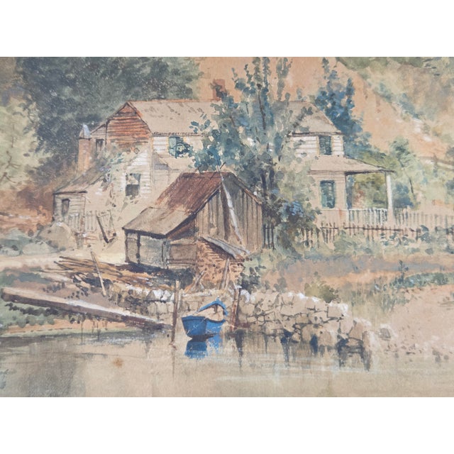 Late 19th Century Landscape Scene With House and Mill, Watercolor, j.w. Spaveil June 11 1886 For Sale - Image 5 of 9