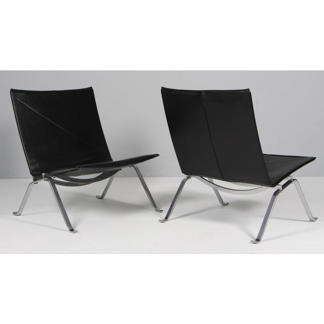 Black PK22 Lounge Chairs by Poul Kjærholm for Fritz Hansen, 1983, Set of 2 For Sale - Image 8 of 9