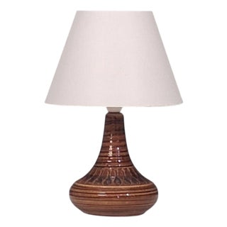 1960s Mid-Century Modern Arne Finne Nielsen, Table Lamp, Brown Glazed Stoneware For Sale