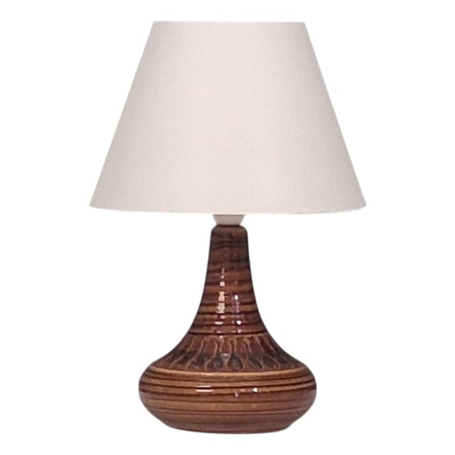 1960s Mid-Century Modern Arne Finne Nielsen, Table Lamp, Brown Glazed Stoneware For Sale