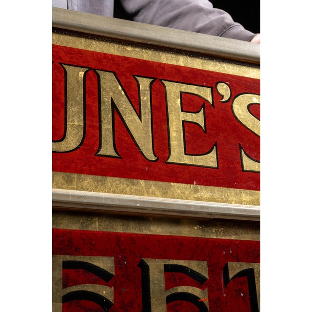 Metal Early 20th Century Pre-Prohibition Fortune's Buffet R O G Mirror Sign For Sale - Image 7 of 12