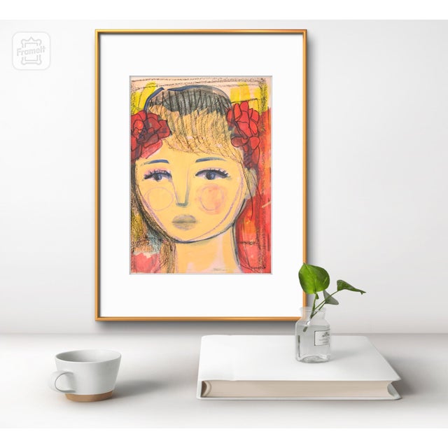 Red “Face, La Bella” Contemporary Mixed Media Artwork by Cassandra Auker For Sale - Image 8 of 9