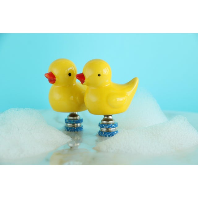 Figurative Rubber Duckie Lamp Finials on Chrome Hardware - A Pair For Sale - Image 3 of 11
