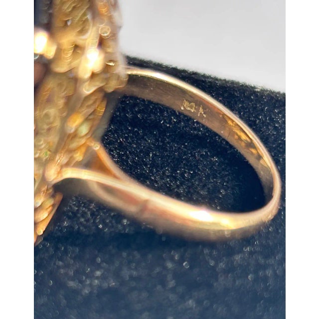 Metal Smoky Topaz 14k Yellow Gold Cocktail Ring Size 6.5 For Sale - Image 7 of 8