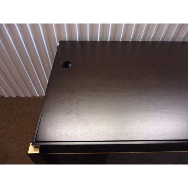 1990s Mid-Century Modern Dark Wood Tanker Desk For Sale - Image 5 of 13