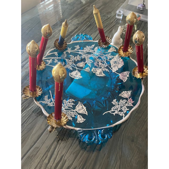 6” tall Glass candles on brass clip ons , vintage mix 29 th c holiday ornaments.