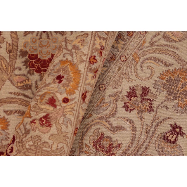 Textile Shabby Chic Botanical 1990's Pak-Persian Taupe/Red Wool Rug - 6'0'' X 9'2'' For Sale - Image 7 of 9