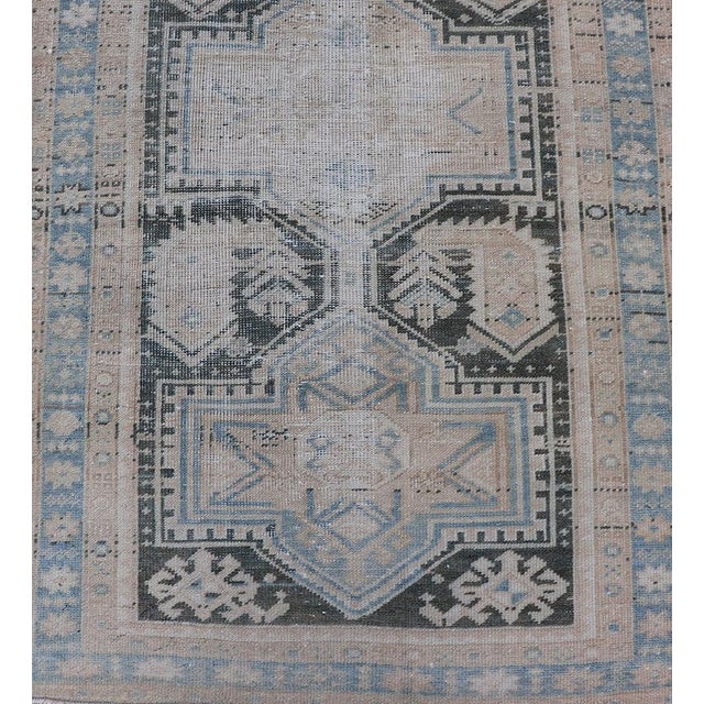 Antique Persian Hamadan Runner With All-Over Medallion Design in Lt. Blue For Sale - Image 11 of 13