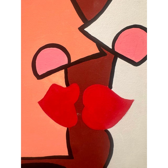 Pop Art “The Kiss” Pop Art Acrylic on Canvas, in the Style of Romero Britto, 36” X 48 For Sale - Image 3 of 9